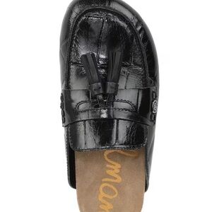 Sam Edelman Women’s Black Tassel Crocodile Leather Mules Loafers